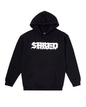 Load image into Gallery viewer, Black Hoodie, White Shred Death Metal Logo