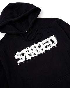 Black Hoodie, White Shred Death Metal Logo