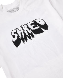 White T-Shirt, Shred metal style logo