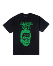 Load image into Gallery viewer, Black T-Shirt, Green Cashed Out text, Green Blown away Head