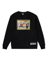 Load image into Gallery viewer, Black Long-sleeved Sweatshirt, Picture frame with a car on fire