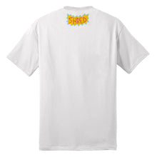 Load image into Gallery viewer, White T-Shirt, Back, Shred Cartoon Logo