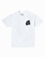 Load image into Gallery viewer, White T-Shirt, Black Shred Logo in a Box