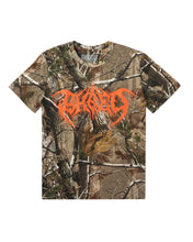 Load image into Gallery viewer, Camo T-Shirt, Shred in orange death metal logo