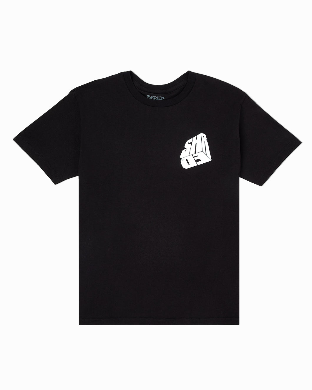 Black T-Shirt, White Shred Logo in a Box